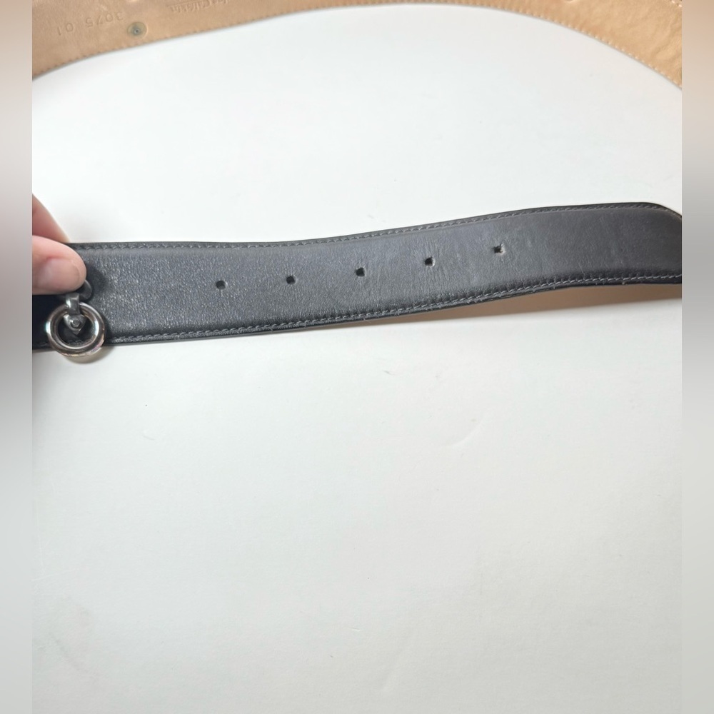 Via Condotti Black Belt with Gold and Silver Lion Buckle - Picture 4 of 6